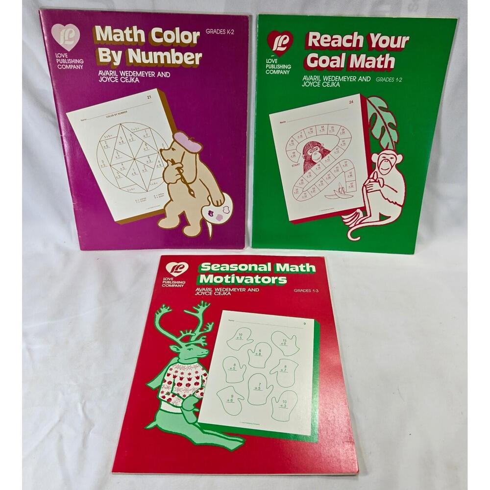Math Workbooks Lot of 3 K through 3rd Seasonal Math Color by Number Homeschool